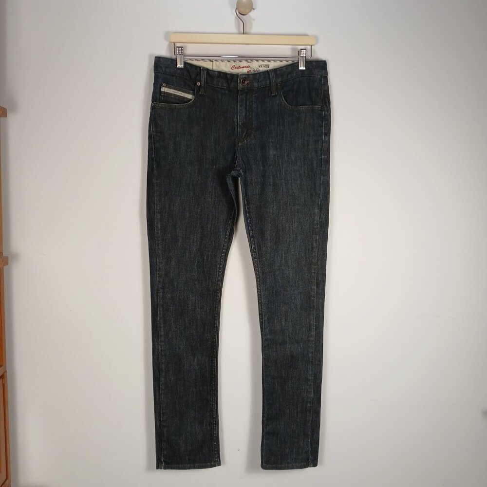 Vans Customade Jeans Men 34x32 Blue Gray Straight Skate Denim Pants